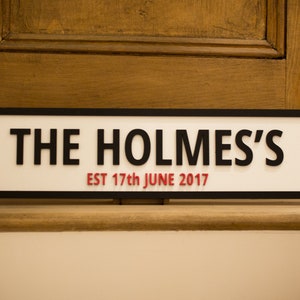 Personalised Family Name Street Sign With EST Date Handmade & Painted Great Wedding Gift image 4