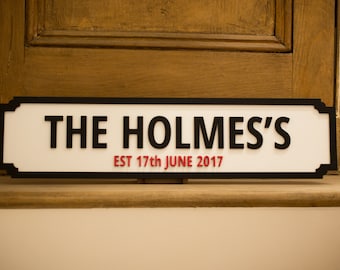 Personalised Family Name Street Sign With EST Date - Handmade & Painted - family name sign, street sign, surname sign, personalised sign