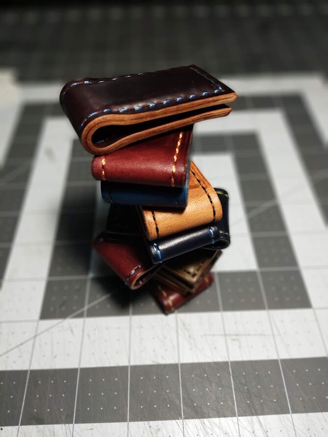Green Shell Cordovan Money Clip Wallet, Minimalist