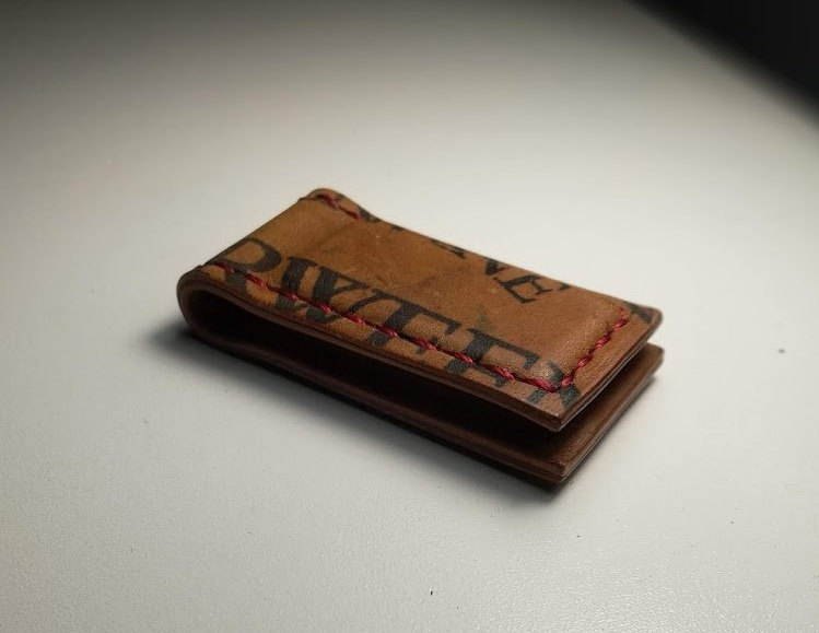 Green Shell Cordovan Money Clip Wallet, Minimalist