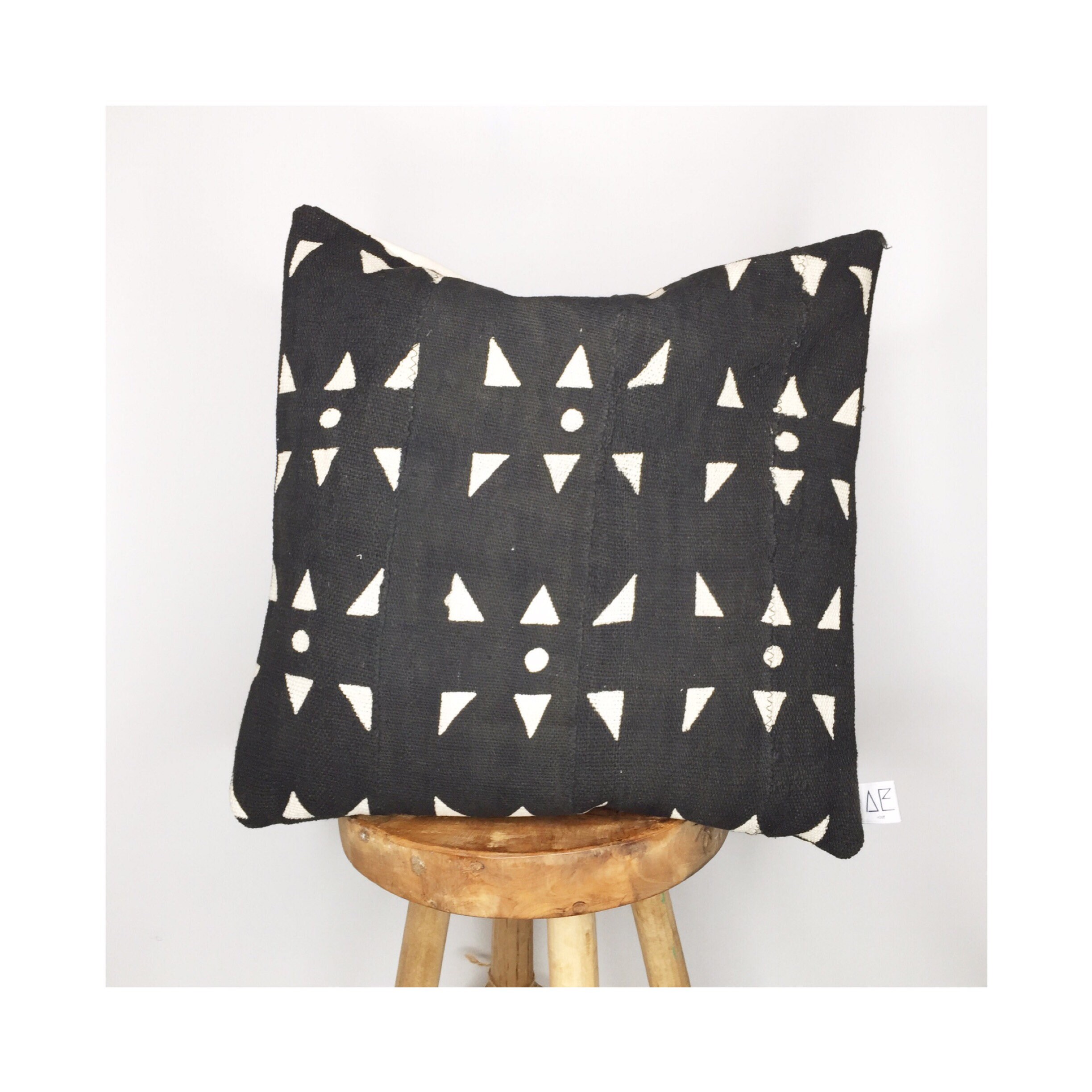 Taies d'oreiller Mudcloth Nil | 45x45 Authentique Bogolan Du Mali Noir et Blanc