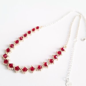 Red Necklace Swarovski Garnet, January Birthstone Necklace, Crystal Red Necklace Garnet, Birthstone Jewelry, Garnet Choker Red Jewelry Gift