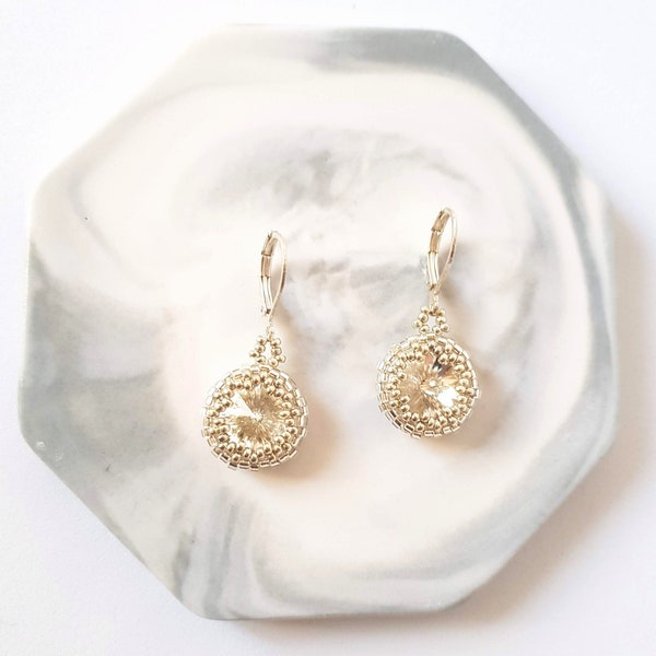 April Birthstone Earrings, Crystal Silver Dangle Earrings, Christmas Gift, Swarovski Dangle Earrings, Bridal Earrings, Bridesmaid Jewelry