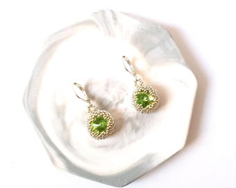Swarovski Green Crystal Earrings: August Birthstone Peridot Earrings