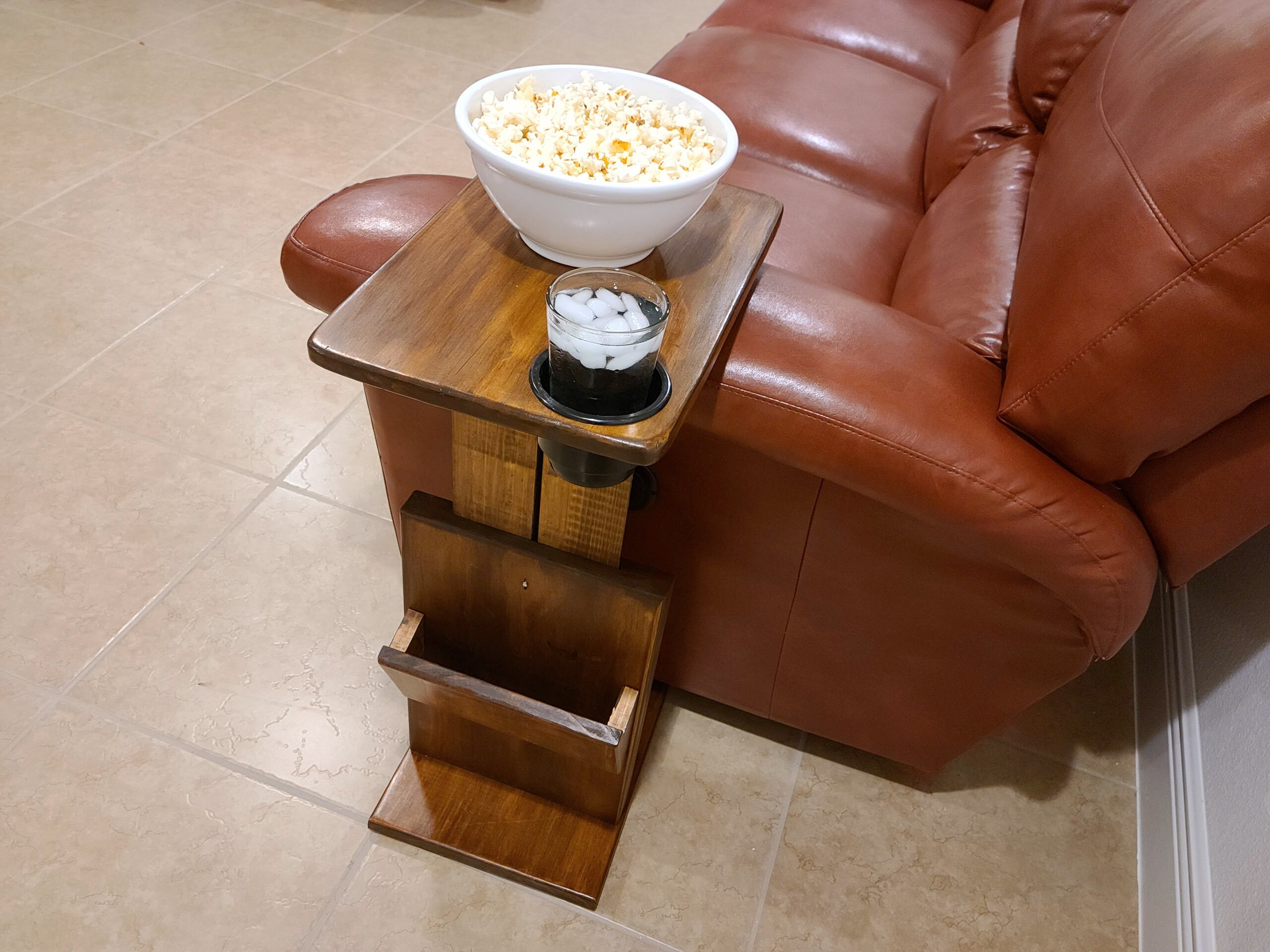 End table with cup cheap holder
