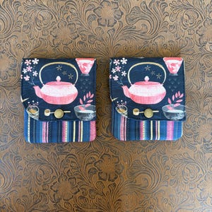 Tea Bag Wallet, Tea Bag Holder, Denise Camire, Tea Bag Holder, Tea Lover Gift, Japanese Floral Fabric, Dream Time Tea