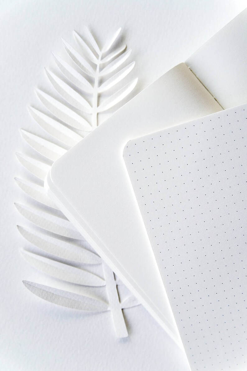 White Mini A6 Notebook Minimal Grid Journal Notepad PU leather Etsy