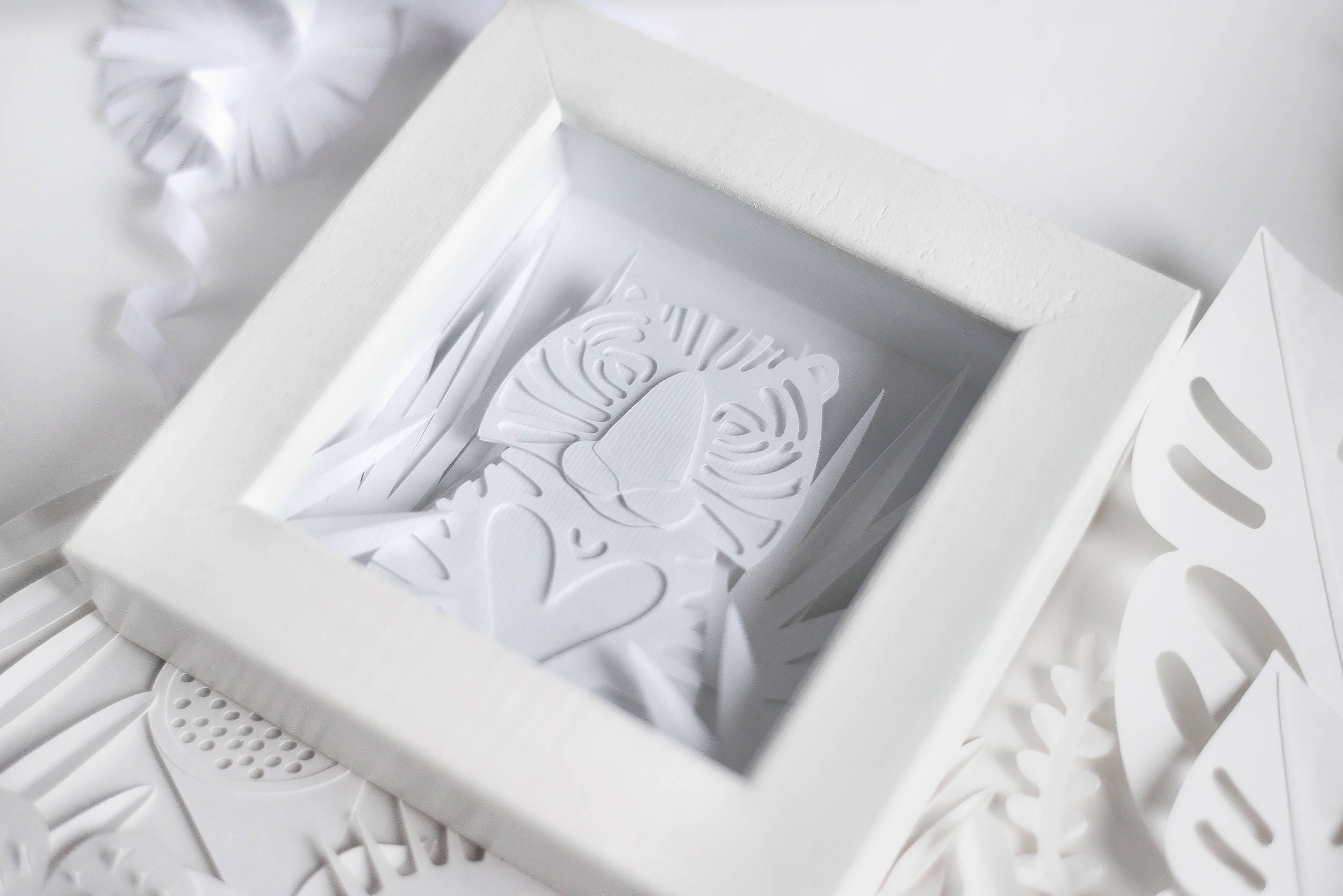 Paper Cut Picture 3D Framed Art White Tiger Home Decor Etsy