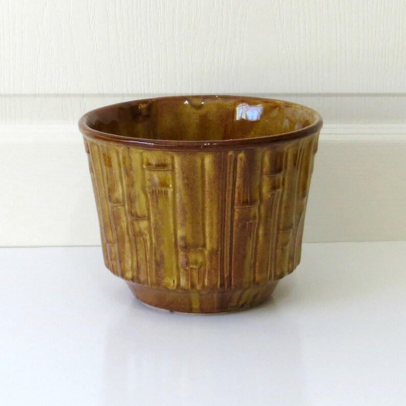 McCoy Pottery Bamboo Planter Caramel Brown Indoor Outdoor Etsy