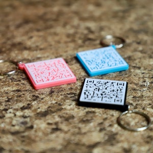 unique business card QR keychains, Website Link, 1.5 inch, personalized scannable code, Music Code Keychain, Website Code