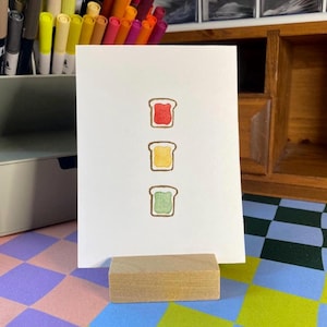 Ready Set Toast | Hand Stamped Art Print | Small Print | Hand Carved Stamps | Gift | Wall Art | One-of-a-kind