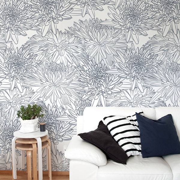 Hand Drawn Removable Wallpaper Scandinavian Wallpaper Temporary Wallpaper Contemporary Wallpaper Peel and Stick Wallpaper Wall Paper - B150