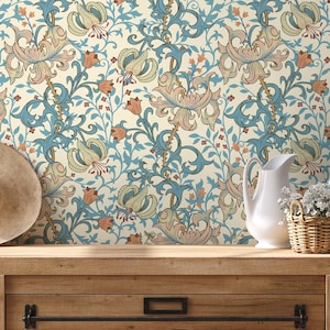 Vintage Art Nouveau Wallpaper / Peel and Stick Wallpaper Removable Wallpaper Home Decor Wall Art Wall Decor Room Decor - D029