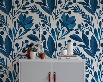 A-Street Prints Trianon Botanical Wallpaper Blue 10.05m x 52cm A-Street Prints Trianon Botanical Wallpaper Blue 10.05m x 52cm