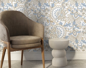 Neutral Victorian Wallpaper / Peel and Stick Wallpaper Removable Wallpaper Home Decor Wall Art Wall Decor Room Decor - D079