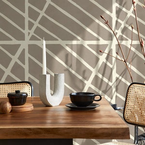 Tan Geometric Wallpaper / Peel and Stick Wallpaper Removable Wallpaper Home Decor Wall Art Wall Decor Room Decor - D327