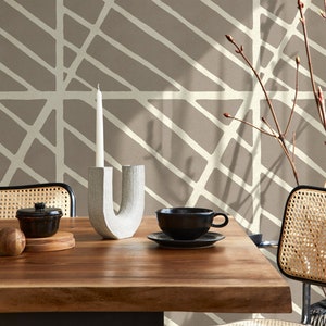 Tan Geometric Wallpaper / Peel and Stick Wallpaper Removable Wallpaper Home Decor Wall Art Wall Decor Room Decor D327 image 1