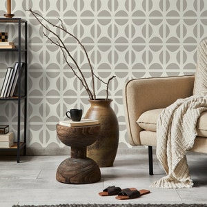 Beige Geometric Wallpaper / Peel and Stick Wallpaper Removable Wallpaper Home Decor Wall Art Wall Decor Room Decor - D333