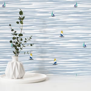 Nautical Sailboat Wallpaper / Peel and Stick Wallpaper Removable Wallpaper Home Decor Wall Art Wall Decor Room Decor - D480