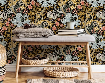 Vintage Art Nouveau Floral Wallpaper / Peel and Stick Wallpaper Removable Wallpaper Home Decor Wall Art Wall Decor Room Decor - D007