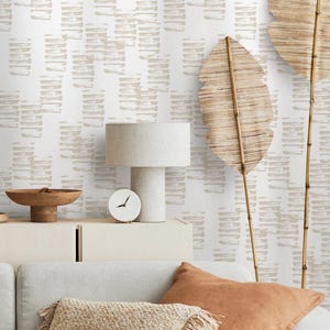 Abstract Modern Beige White Wallpaper - B974