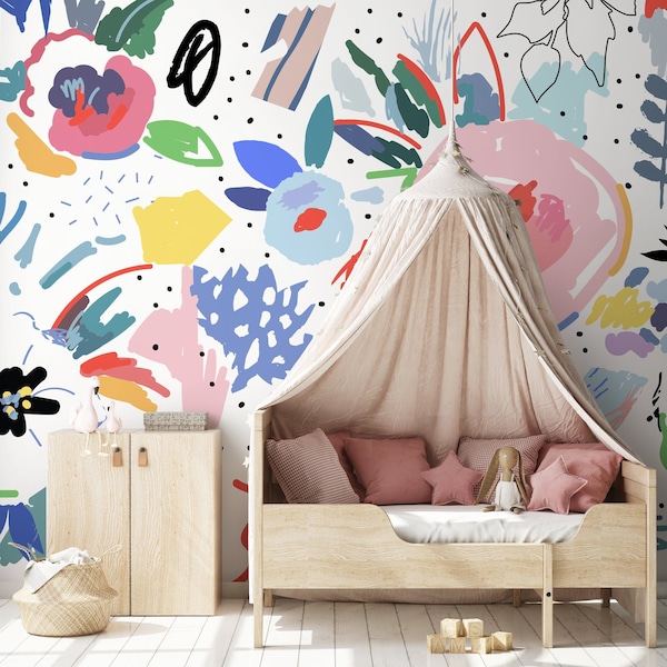 Removable Wallpaper, Scandinavian Wallpaper, Temporary Wallpaper, Peel and Stick Wallpaper, Abstract Mural - B172