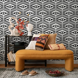 Wallpaper Peel and Stick Wallpaper Removable Wallpaper Home Decor Wall Art Wall Decor Room Decor / Black Modern Geometric Wallpaper - C539