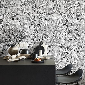 Black and White Abstract / Wallpaper Peel and Stick Wallpaper Removable Wallpaper Home Decor Wall Art Wall Decor Room Decor - C817