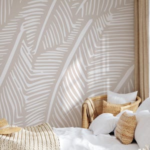 Modern Abstract Beige White Wallpaper - B965