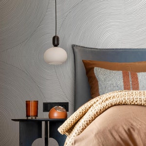 Gray Abstract Line Wallpaper / Peel and Stick Wallpaper Removable Wallpaper Home Decor Wall Art Wall Decor Room Decor - C834