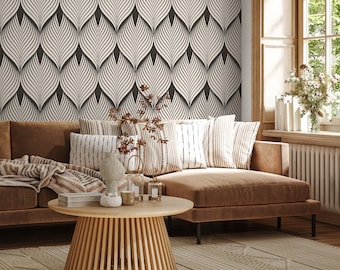 Wallpaper Peel and Stick Wallpaper Removable Wallpaper Home Decor Wall Art Wall Decor Room Decor / Brown Art Deco Wallpaper - D960