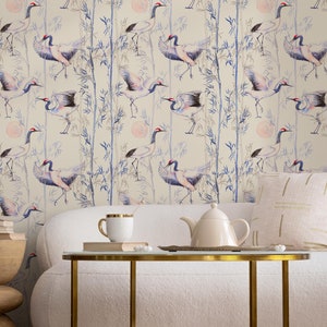 Wallpaper Peel and Stick Wallpaper Removable Wallpaper Home Decor Wall Art Wall Decor Room Decor / Chinoiserie Bird Wallpaper - C573