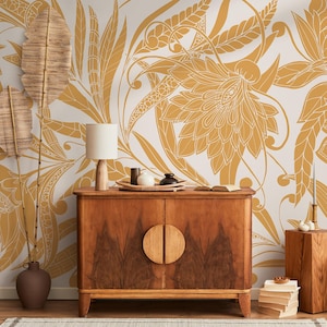 Wallpaper Peel and Stick Wallpaper Removable Wallpaper Home Decor Wall Art Wall Decor Room Decor / Floral Yellow Wallpaper - C438