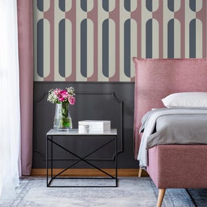 Beige abstract retro wallpaper, removable wall decal with retro round style, colorful background - Peel and stick - ZAEU