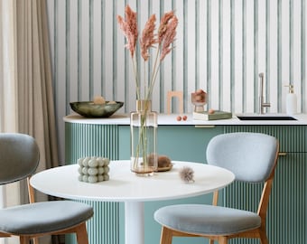 Blue Striped Wallpaper / Peel and Stick Wallpaper Removable Wallpaper Home Decor Wall Art Wall Decor Room Decor - C966