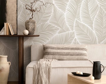 Removable Wallpaper, Scandinavian Wallpaper, Temporary Wallpaper, Minimalistic Wallpaper, Peel and Stick Wallpaper, Leaf Wallpaper - B521