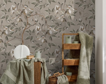 Floral Wallpaper Vintage Garden Wallpaper Peel and Stick and Traditional Wallpaper - D871