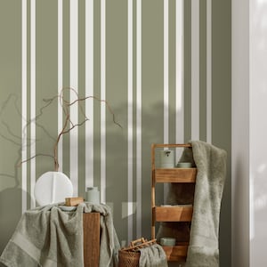 Light Green Striped Wallpaper Modern Wallpaper Peel and Stick and Traditional Wallpaper - D788