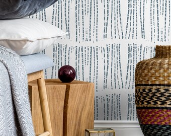 Scandinavian Wallpaper in Grayish Blue on White - Peel and Stick - A633