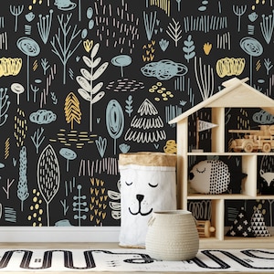 Removable Wallpaper Scandinavian Wallpaper Plants Wallpaper Peel and Stick Wallpaper Wall Paper - A895