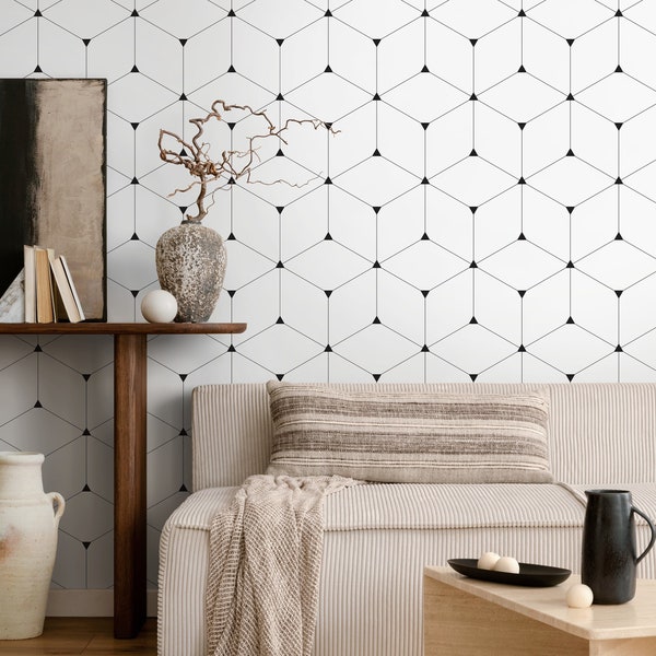 Removable Wallpaper Scandinavian Wallpaper Minimalist Geometric Wallpaper Peel and Stick Wallpaper Wall Paper - A862