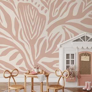 Light Pink Abstract Wallpaper Contemporary Mural Peel and Stick and Traditional Wallpaper - D694