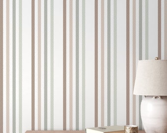 Boho Striped Wallpaper Farmhouse Wallpaper Peel and Stick and Traditional Wallpaper - D779
