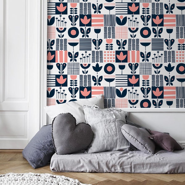 Removable Wallpaper Scandinavian Wallpaper Temporary Wallpaper Vintage Wallpaper Peel and Stick Wallpaper Wall Paper - A684