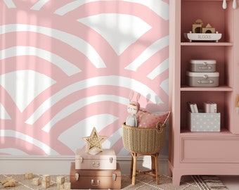 Wallpaper Peel and Stick Wallpaper Removable Wallpaper Home Decor Wall Art Wall Decor Room Decor / Pink Abstract Kids Wallpaper - A568