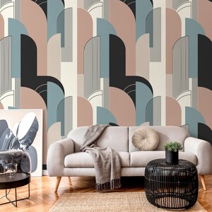 Abstract Geometric Wallpaper Contemporary Art Wallpaper Peel and Stick and Traditional Wallpaper - D621