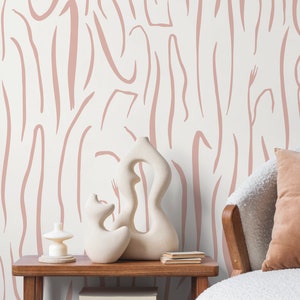 Pink Leaf Wallpaper Nursery Wallpaper Peel and Stick and Traditional Wallpaper - D616