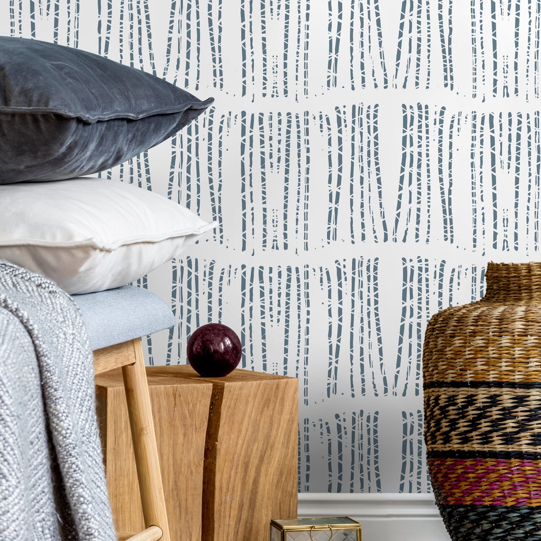 Scandinavian Wallpaper in Grayish Blue on White - Peel and Stick - A633 ...