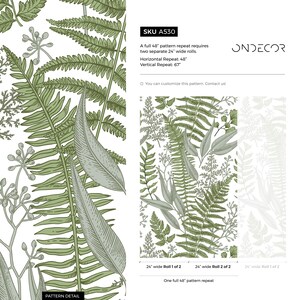 Carta da parati rimovibile Carta da parati scandinava Carta da parati temporanea Carta da parati con felci Carta da parati staccabile e adesiva Carta da parati - A530 immagine 6