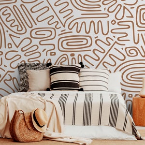 Removable Wallpaper Scandinavian Wallpaper Temporary Wallpaper Vintage Wallpaper Peel and Stick Wallpaper Wall Paper Boho - C082